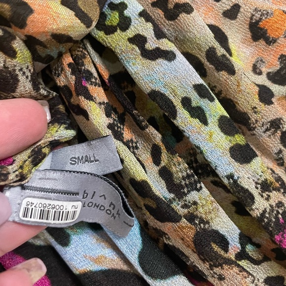 Anthropologie Bl^nk London Miranda Peasant Blouse Blank multi cheetah print S - Picture 9 of 9